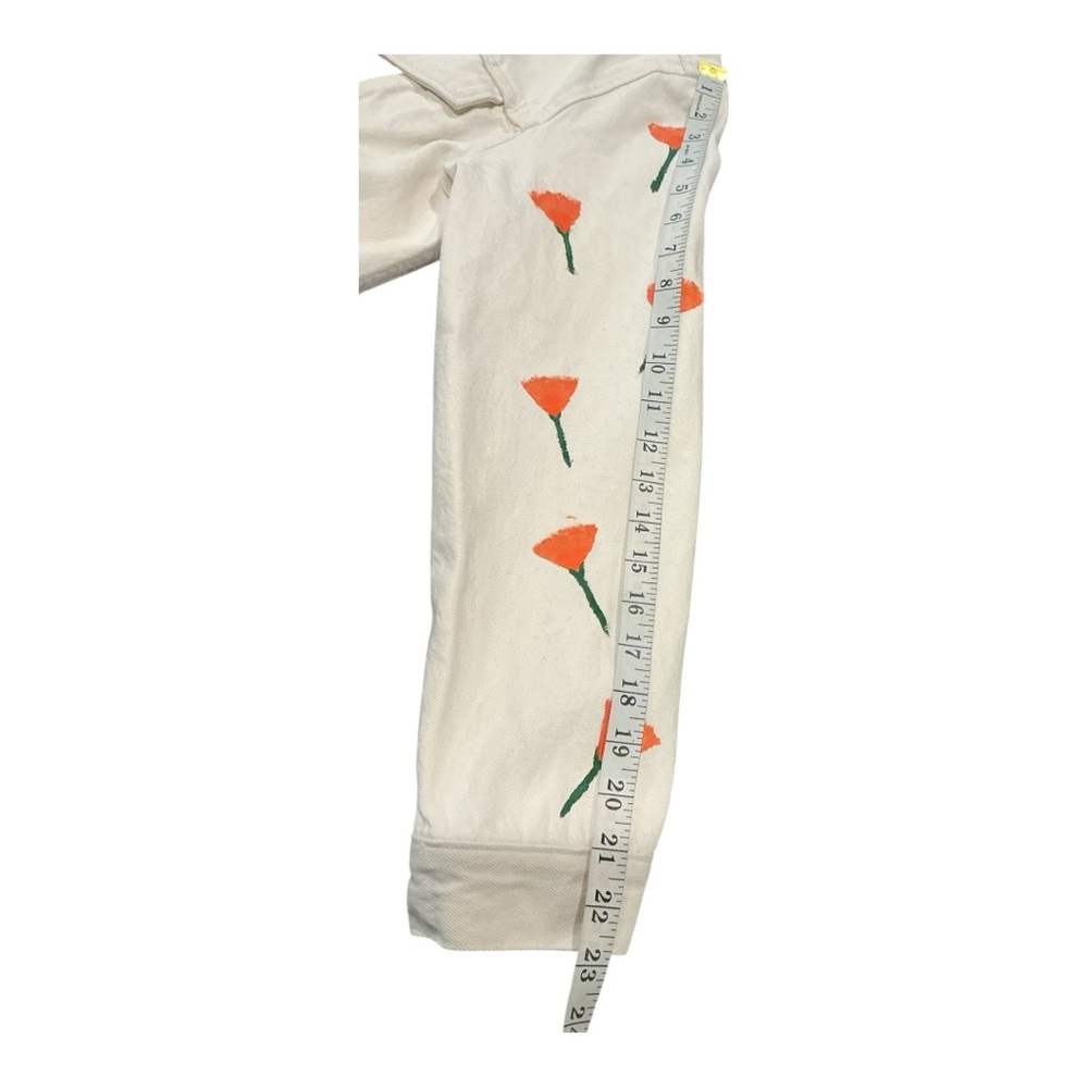 Levi’s Custom Hand Painted Denim Jacket Size S Cream Off-White One of a Kind Art - Picture 6 of 9